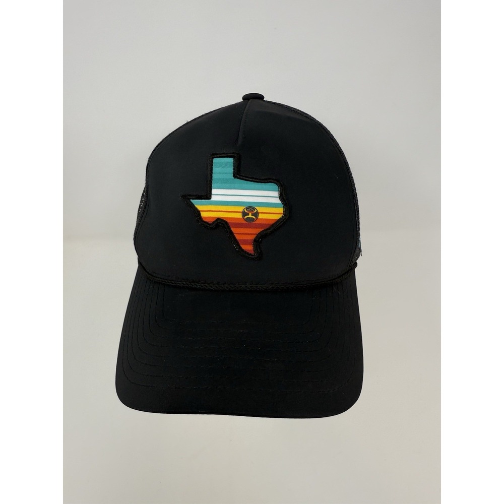 Hooey Texas Tejas 5-Panel Trucker Adjustable Hat Cap Black Snap Back 2046T-BK‎